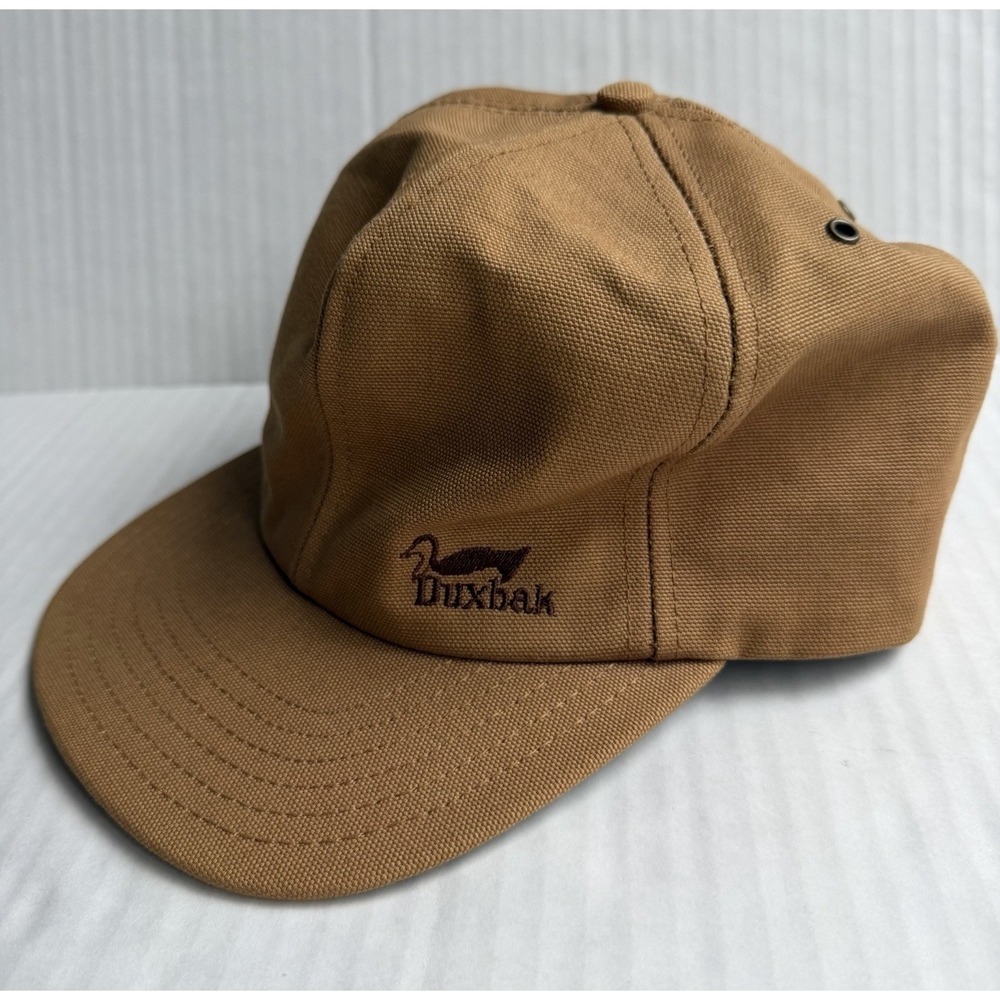 Vintage 90s Duxbak Duck Canvas Snapback Hat Brown Hunting Made USA